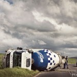 overturned cement truck