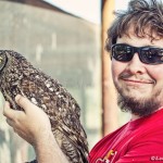 Chris with Napoleon, the spotted eagle owl